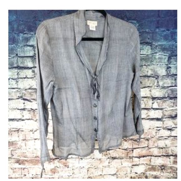 Neesh by D.A.R.Top. Sheer, 100% cotton Grey Button down.M-L - Picture 1 of 5